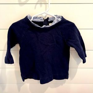Crewcuts 3/4 length sweatshirt with chambray ruffle collar. Size 2.